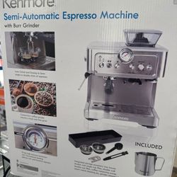 Kenmore Espresso Machine With Grinder & Milk Frother, Stainless Steel