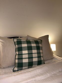 Green plaid Christmas pillow