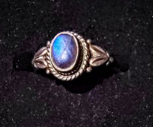 Vintage 925 Sterling Silver Labradorite Ring Size 7