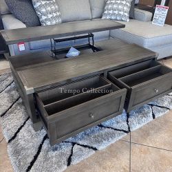 Gray Coffee Table, Console Table, Living Room Table, Lift Top