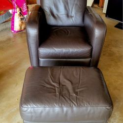 Leather Chair And Ottoman 