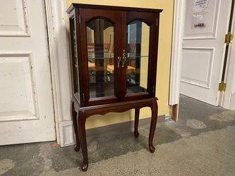Cherry Finish Curio Cabinet