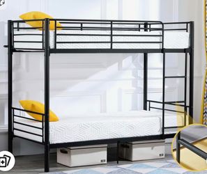 Black metal bunk bed