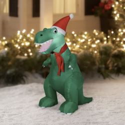 Gemmy Christmas Airblown Inflatable T Rex, 3.5 ft Tall, green Dinosaur