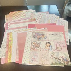 Baby Girl Scrapbook Paper and Stickers