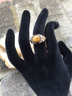 Vermeil Cabochon Tiger’s Eye Ring 6.5