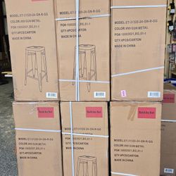 Flash Furniture 4 -Set Gun Metal 24.0-Inches H Counter height Square seat Stackable Metal Bar Stool