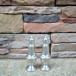 Empire Silver Co. Pewter Salt/Pepper Set/Glass Liners 