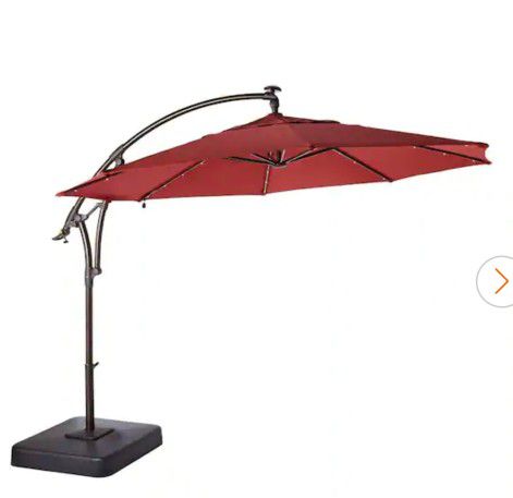 Hampton Bay
11 ft. Cantilever Solar LED Offset Outdoor Patio Umbrella in Chili Red