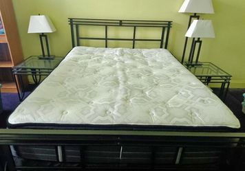 (Delivery Available) Queen Bed Set W/ Mattress & Matching Nightstands