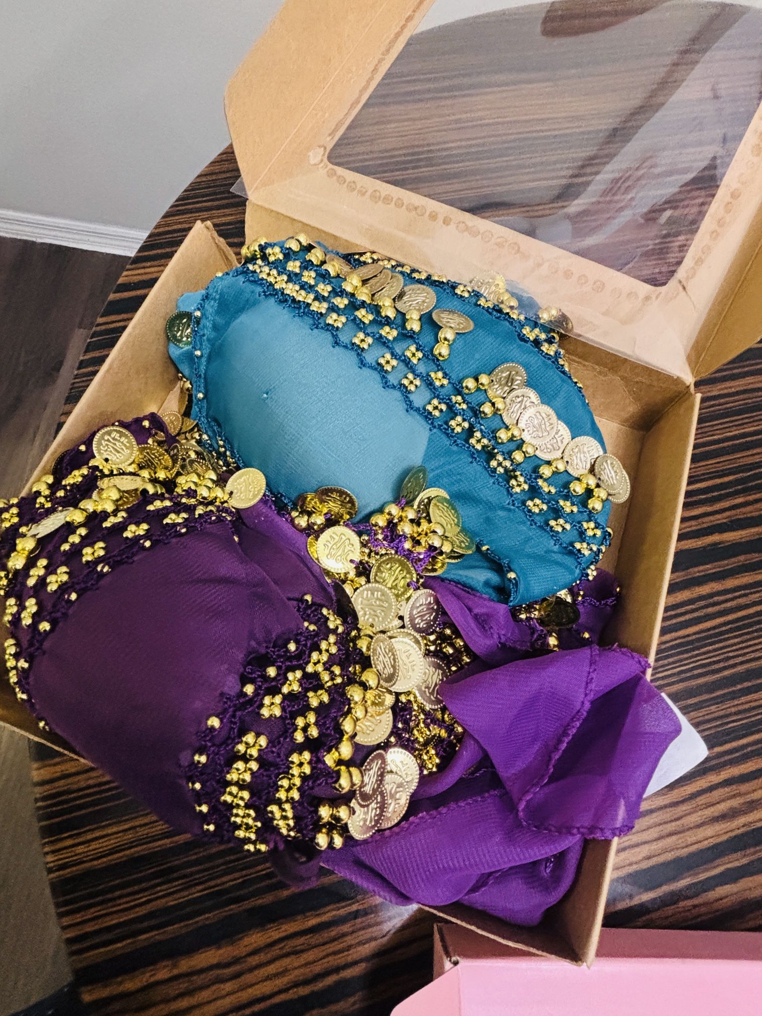 Belly dance costume 21 turquoise one purple
