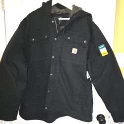 Carhartt Relaxed Fit Sherpa Lined Black Jacket XL