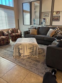 Living Spaces Sofa and Loveseat, Blue-Gray