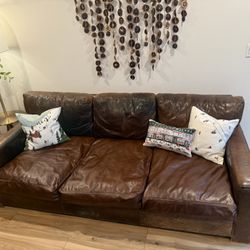 Restoration Hardware Leather Couch Maxwell 3-seat 