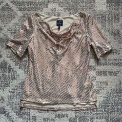 Adrianna Papell rose gold sequin elegant top Size 6