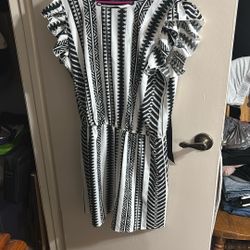 Women's All-Over Print Romper, Casual Boho Tie-Back Romper for Summer