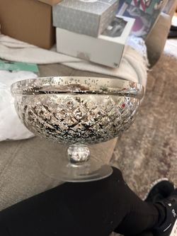 Mercury Glass Compote Vase 