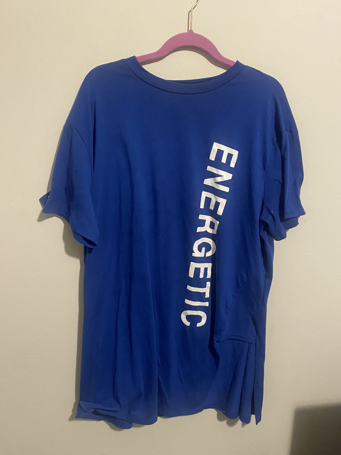 Plus Size Blue “Energetic” Graphic Tunic Top - 2XLWoman