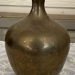 Vintage Brass Water Pot Or Bud Vase Just Over 5” Tall 