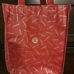 Lululemon Mini Tote Bag (red and silver; $5)