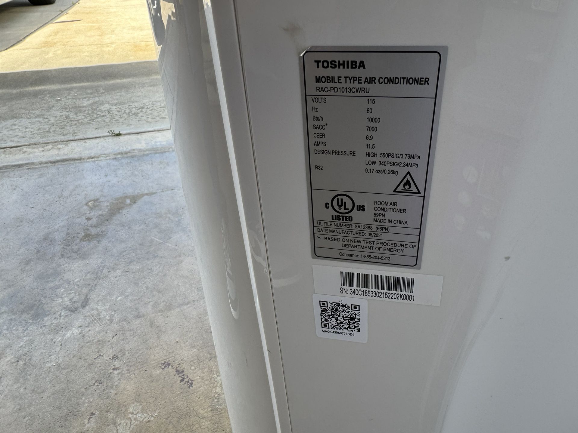 Toshiba 7000 BTU Portable Air Conditioner