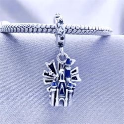 Genuine PANDORA Disney Cinderella Castle Fireworks Charm W/Pouch
