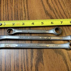 3 Vintage Craftsman Offset Double Box End Wrenches 3/8”- 9/16" USA Mechanic Tool