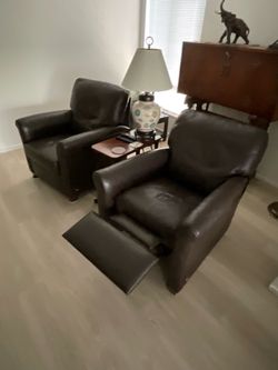 Dark Brown Leather Mechanical Recliner Chairs for $1 or FREE