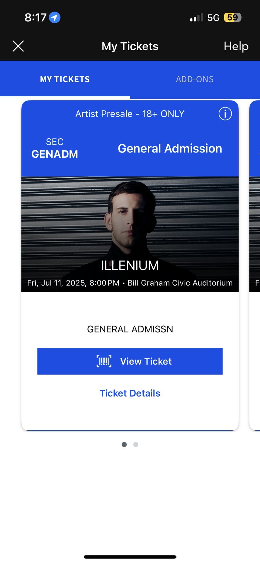 Selling 2 Illenium tix