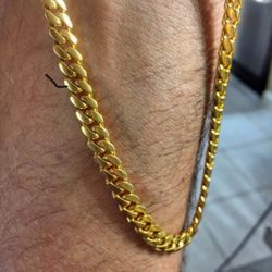 18kt Yellow Gold Miami Cuban Link Chain Made In Italy