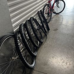 Specialized Hardrock Red Mountain Bike + 8 Rims & 7 Spare Tires, DIY Bundle