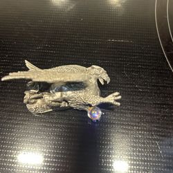 Vintage 1.75 Pewter Dragon Figurine Fantasy Crystal Ball Miniature