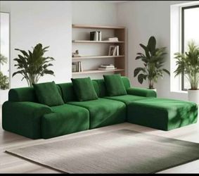 Green sofa L shape 2 boxes 2 cajas new