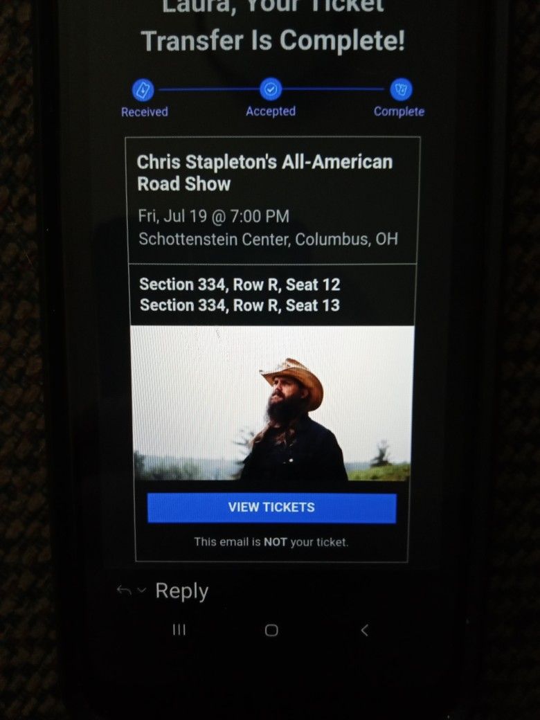 2 Chris Stapleton All American Road Show Tix