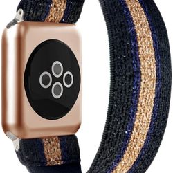 BMBEAR Stretchy Strap Loop Compatible with Apple Watch Band 38mm 40mm iWatch Series 6/5/4/3/2/1 Black Gold