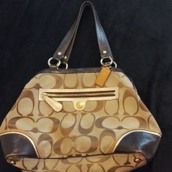 Brown/Tan COACH Signature Bag