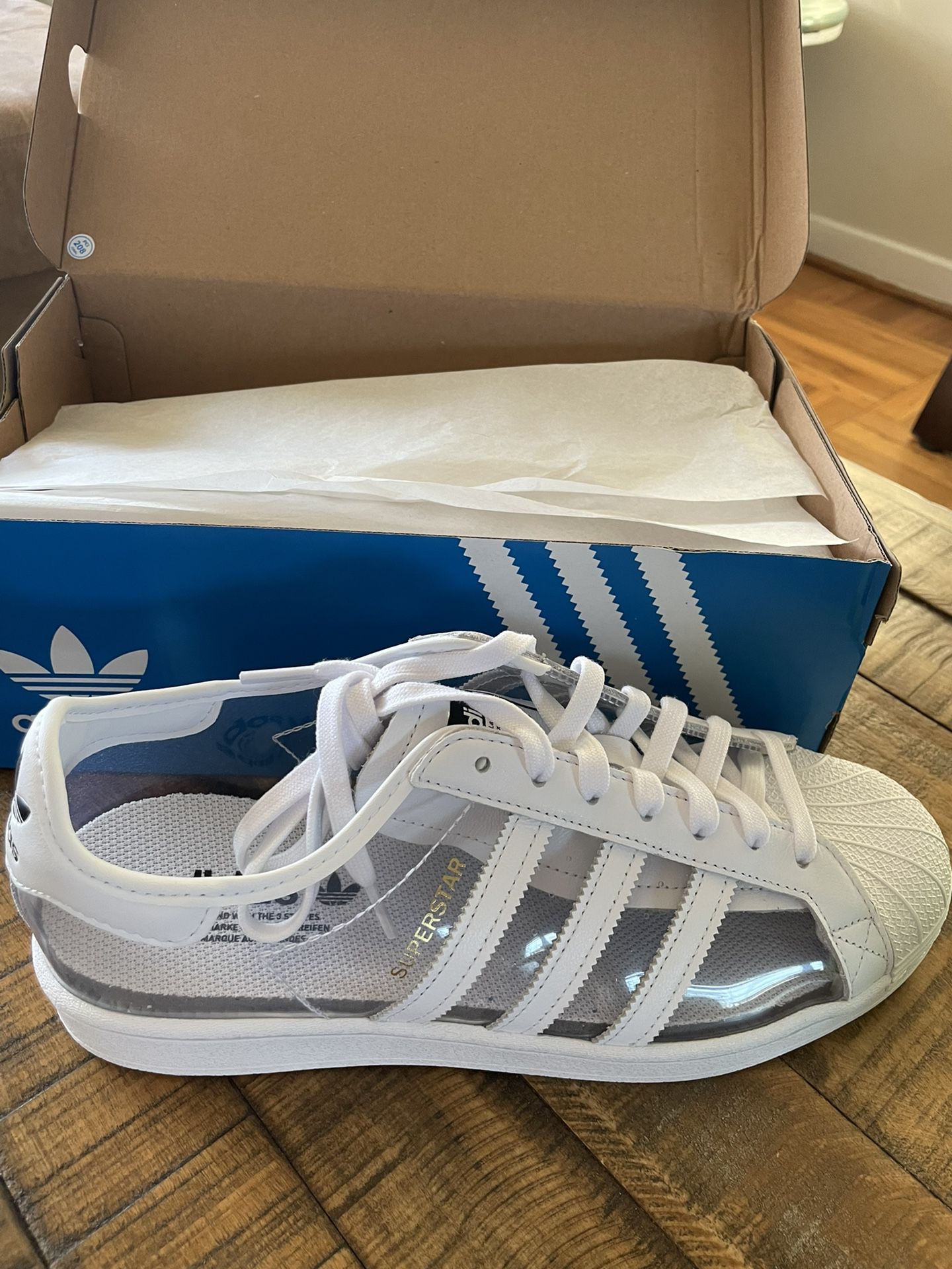 Clear Adidas Superstar Shell Toe Mens 9.5 Brand New In Box