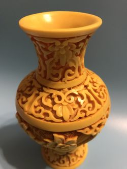 Antique Yellow Cinnabar Vase