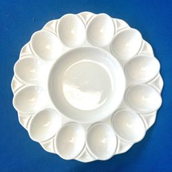 Elegant All White Porcelain Devil Egg Tray