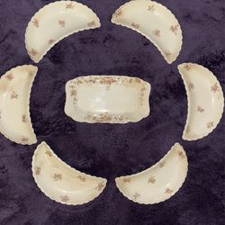 6 Bone China Moon Dishes And Plater