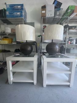 Side table and lamps