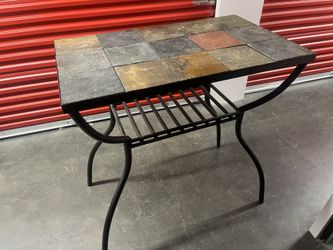 2 Stone tile tables with metal bas