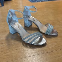 Sparkly Silver Low Heels - Nina 