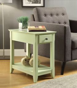 Bertie 24 in. Light Green Rectangle Wood End Table with No Additional Features