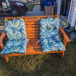 Bench With Fold Down Table New Cushions 