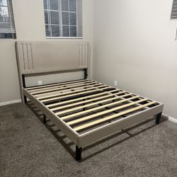 Queen Beige Bed Frame