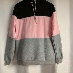 Grey Pink And Black Hooded Sweatshirt 