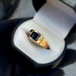 Jewelry 10k solid yellow gold onyx stone natural diamonds 1.21CTW ring size 14.00