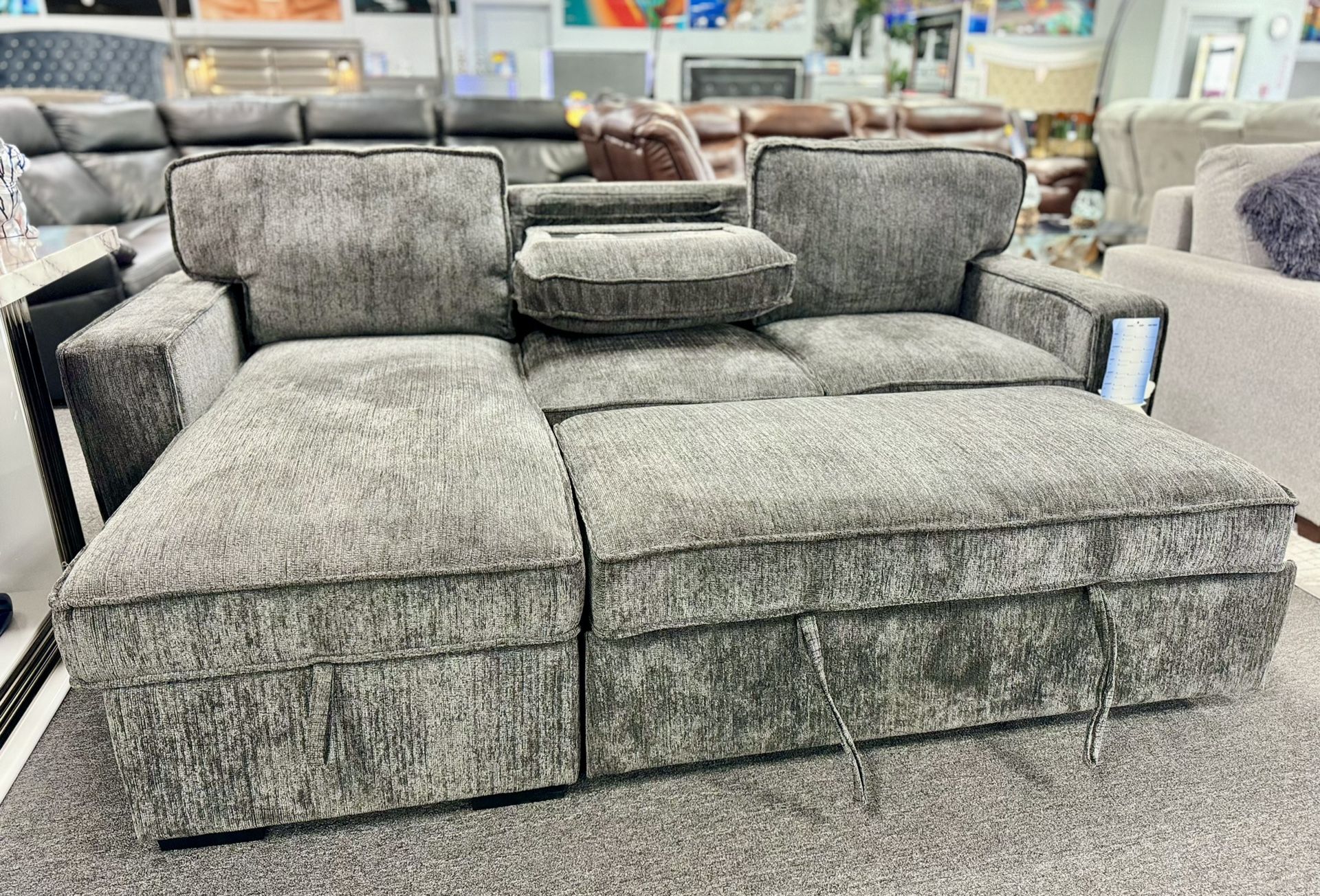 Overstock Sale Must Go🚨Beautiful Grey Pull Out Sleeper Sectional Furniture Amazing Deal $599 Overstock Sale Must Go🚨Beautiful Grey Pull Out Sleeper 