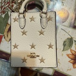 NWT Coach  North/South Mini Tote Bag Charm With Star Print
